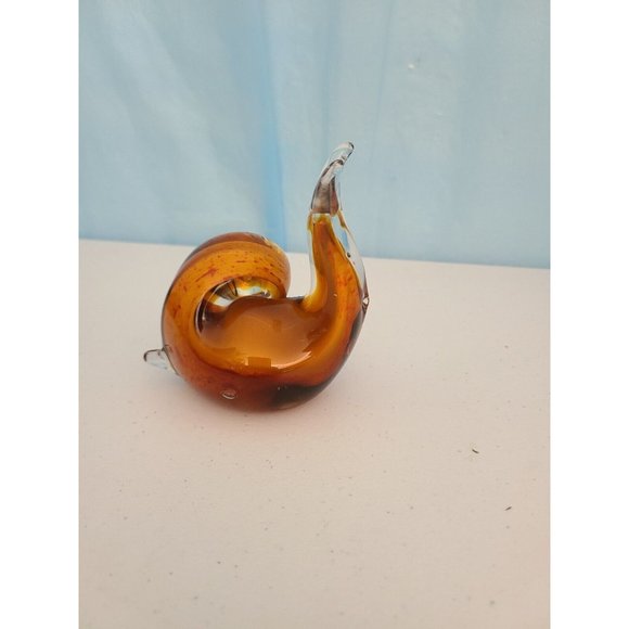 Handblown Murano Art Glass Snail Orange Red Yellow  Figurine 4” - Picture 4 of 4